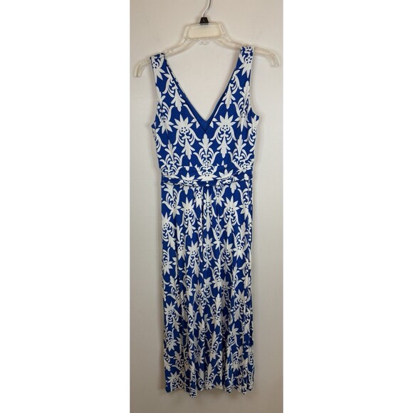 Boden Dresses & Skirts - BODEN Damask Maxi Dress Navy White Floral Sleeveless Jersey Stretch 4 Petite